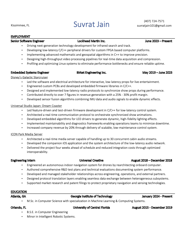 Preview of Suvrat Jain resume